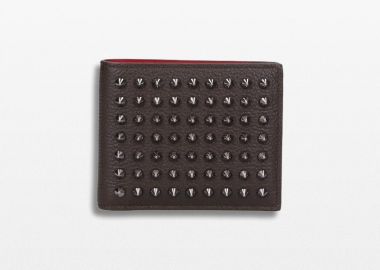 CHRISTIAN LOUBOUTIN Ανδρικό Καφέ Studded Bifold Wallet - CHRISTIAN LOUBOUTIN - 
