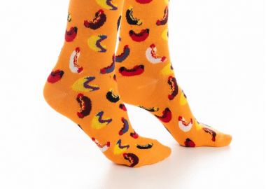 ΧΡΩΜΑΤΙΣΤΗ ΒΑΜΒΑΚΕΡΗ ΓΥΝΑΙΚΕΙΑ ΚΑΛΤΣΑ ΜΕ ΣΧΕΔΙΟ ΧΟΤ-ΝΤΟΓΚ 3198-13 ΠΟΡΤΟΚΑΛΙ - INIZIO - 