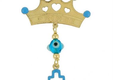 Χρυσή παραμάνα Κ9 φυλαχτό 9 καρατίων με κορώνα και σταυρό -  - 