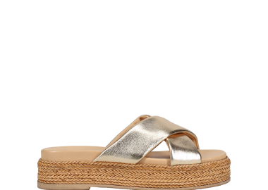 Χρυσό δερμάτινο footbed σανδάλι - MIGATO - 