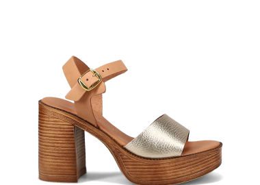 Χρυσό δερμάτινο πέδιλο - MIGATO - 