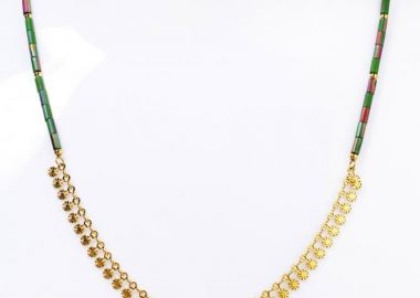 ΧΡΥΣΟ ΚΟΛΙΕ ΜΕ ΠΡΑΣΙΝΕΣ ΧΑΝΤΡΕΣ ΚΑΙ ΜΙΚΡΟΥΣ ΚΡΕΜΑΣΤΟΥΣ ΗΛΙΟΥΣ - Anna Raxevsky - 