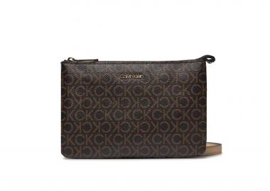 CK Jeans γυναικεία τσάντα crossbody με all-over monogram print και μεταλλικό λογότυπο - K60K609417 Καφέ - CALVIN KLEIN JEANS - 