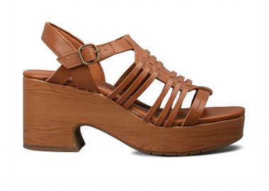 Clarks γυναικεία δερμάτινα πέδιλα με χοντρό τακούνι 