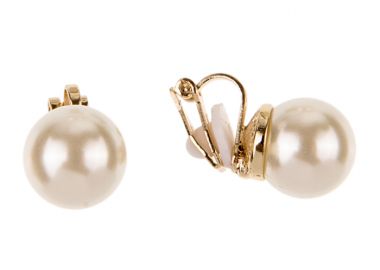 classic pearl σκουλαρίκια με κλιπ double white χρυσό - PerfectDress.gr - 