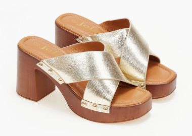 Clogs με χιαστί φάσα - Χρυσό - Issue - 