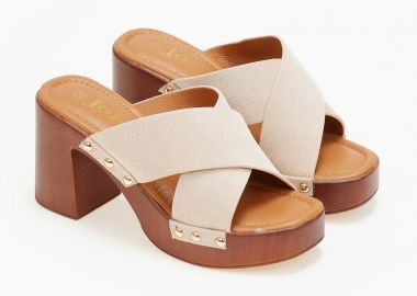 Clogs με χιαστί φάσα - Μπεζ - Issue - 