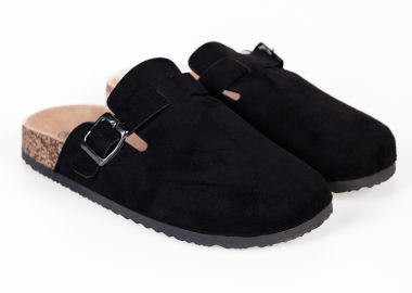 Clogs με suede υφή και σχέδιο φελού - Μαύρο - Issue - 