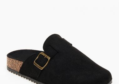 Clogs σαμπό με suede υφή - Μαύρο - Issue - 