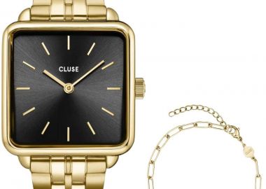 CLUSE La Tetragone Gift Set - CG10325, Gold case with Stainless Steel Bracelet - Cluse - 