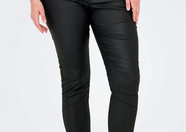 Coated παντελόνι με διακοσμητικά φερμουάρ σε μαύρο χρώμα -  - 