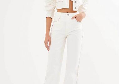 Colcci γυναικείο denim μπουφάν με μεταλλικές λεπτομέρειες - 032.11.00111 Λευκό - COLCCI - 