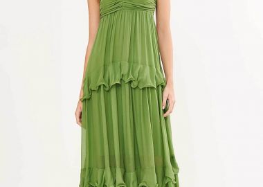 Colcci γυναικείο midi φόρεμα στράπλες με layers μονόχρωμο - 044.01.14753 Πράσινο - COLCCI - 