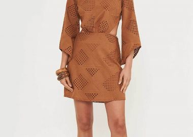 Colcci γυναικείο mini φόρεμα με διάτρητο σχέδιο και cut out - 044.01.14686 Καμηλό - COLCCI - 