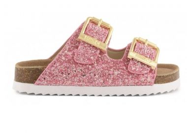 COLORS OF CALIFORNIA Glitter Sandal Two Buckles - Sunset Coral-HC.2415N - COLORS OF CALIFORNIA - 