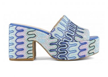 COLORS OF CALIFORNIA Mules PLATFORM SANDAL-ΜΠΛΕ ΜΕ ΓΚΛΙΤΕΡ -HC.MAIA01-BLUE - COLORS OF CALIFORNIA - 