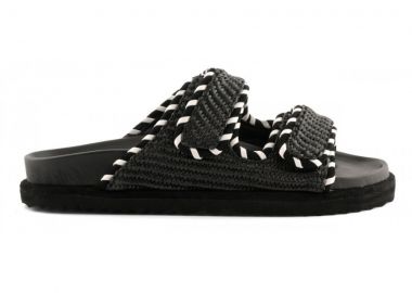 COLORS OF CALIFORNIA Σανδάλια - Πέδιλα TWO STRAP SANDAL IN RAFFIA - BLACK-HC.BIOW606-BLACK - COLORS OF CALIFORNIA - 