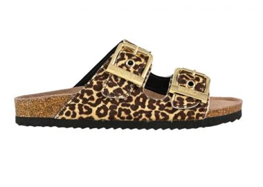 COLORS OF CALIFORNIA Σανδάλια PONY HAIR TWO BUCKLE SANDAL - ΛΕΟΠΑΡ-HC.BIO502 - COLORS OF CALIFORNIA - 