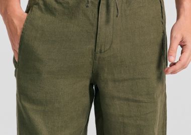 Comfort fit garment dyed λινή βερμούδα - FUNKY BUDDHA - 