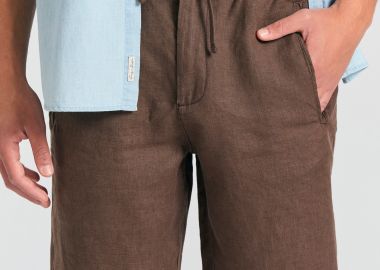 Comfort fit garment dyed λινή βερμούδα - FUNKY BUDDHA - 