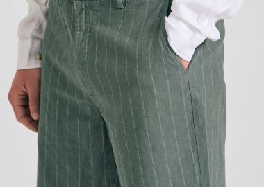 Comfort fit linen blend ριγέ chino βερμούδα - FUNKY BUDDHA - 