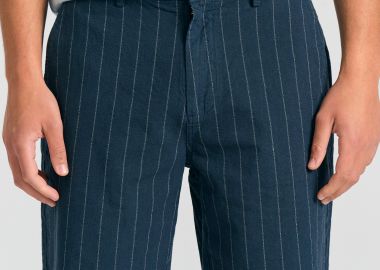 Comfort fit linen blend ριγέ chino βερμούδα - FUNKY BUDDHA - 