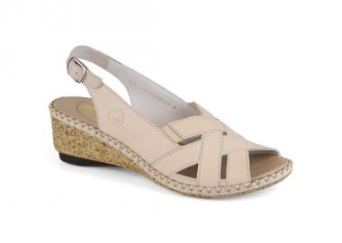 Comfortable leather sandals Rieker W RKR682 beige - Rieker - 