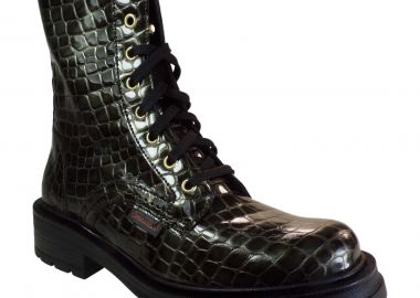 Commanchero Γυναικεία Μποτάκια Αρβυλάκια 51374-0213 Λαδί Λουστρίνι Κροκό Δέρμα - Commanchero Original - 