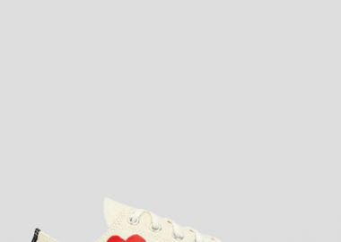 COMME DES GARÇONS PLAY Ανδρικό Λευκό White Low Top Red Sole Sneakers - COMME DES GARÇONS PLAY - 