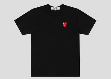 COMME DES GARÇONS PLAY Ανδρικό Μαύρο T-Shirt Double Red Emblem - COMME DES GARÇONS PLAY - 