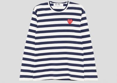 COMME DES GARÇONS PLAY Ανδρικό Μπλε Striped T-Shirt - COMME DES GARÇONS PLAY - 