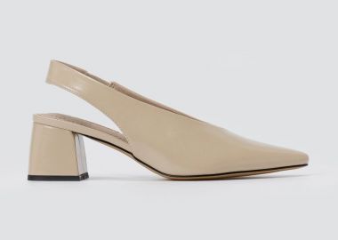 CORINA Μυτερές Γόβες Slingback - 6265 - Beige Crinkled Patent - CORINA - 