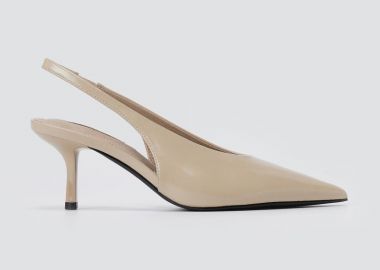 CORINA Μυτερές Slingback γόβες με χαμηλό τακούνι - 6241 - Beige Crinkled Patent - CORINA - 