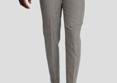 CORNELIANI Ανδρικό Γκρι Black And White Houndstooth Tailored Trousers - CORNELIANI - 