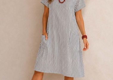 cotton beach ριγέ φόρεμα Nautical λευκό - PerfectDress.gr - 