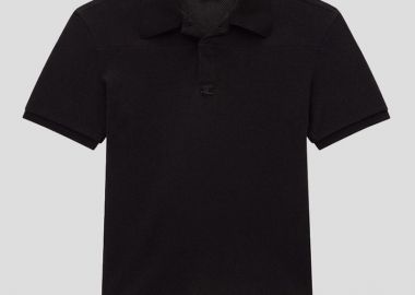 COURRÈGES Ανδρικό Μαύρο Mesh polo with logo - COURRÈGES - 
