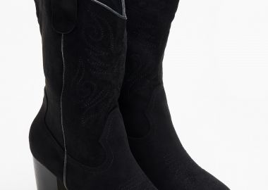 Cowboy μπότες με κέντημα - Μαύρο - Issue - 