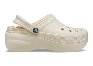 CROCS σαμπό γυναικεία Classic Platform Lined Clog W - Μπεζ-207938-WHITE - CROCS - 