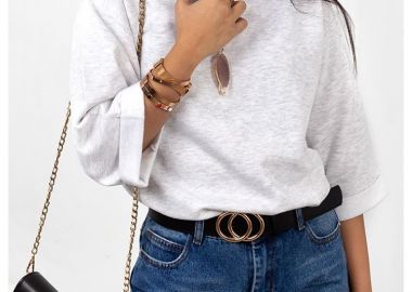 CROP SLEEVE GREY SWEATSHIRT - fashionroom - 