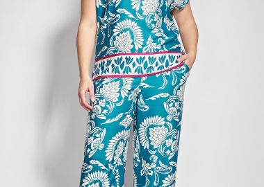 Cropped Boho Εμπριμέ Παντελόνα με μπορντούρα -  - 