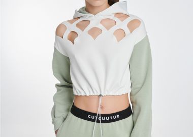 Cropped Hoodie in Mint - Cutcuutur - 