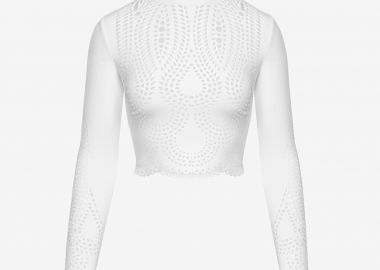 Cropped Long-Sleeved Top in White - Cutcuutur - 