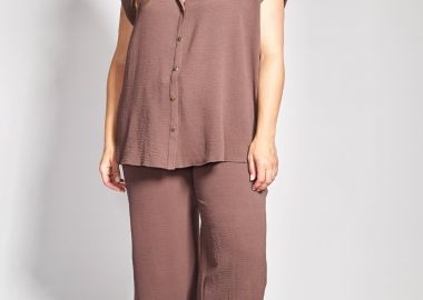 Cropped Παντελόνα με Ανάγλυφη Υφή Washed -  - 