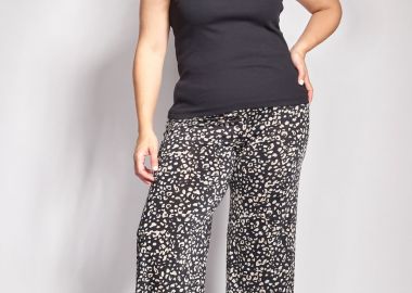 Cropped παντελόνα με animal print -  - 
