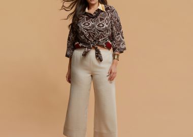 Cropped παντελόνα με lurex υφή - MAT RESORT - 