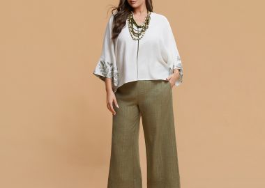 Cropped παντελόνα με lurex υφή - MAT RESORT - 