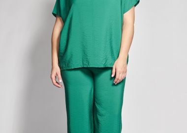 Cropped παντελόνα σε όψη λινού -  - 