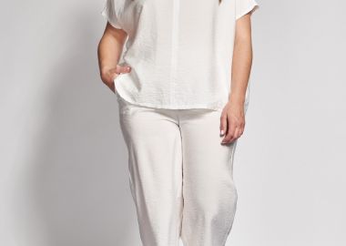 Cropped παντελόνα σε όψη λινού -  - 