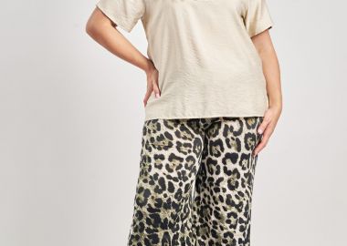 Cropped παντελόνα σούπερ ζέρσεϊ εμπριμέ -  - 