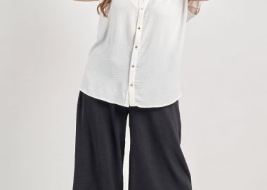 Cropped παντελόνα washed με ζώνη -  - 